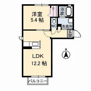 アルメリアC棟(1LDK/1階)の間取り写真