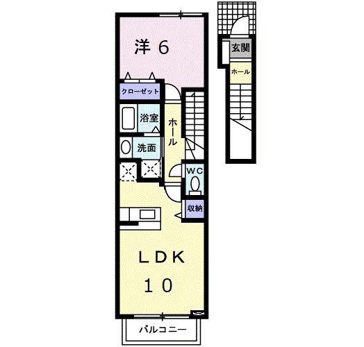 ショウアンドハープ(1LDK/2階)の間取り写真