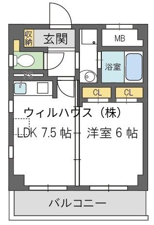 TSカーサSECONDO(1LDK/4階)の間取り写真