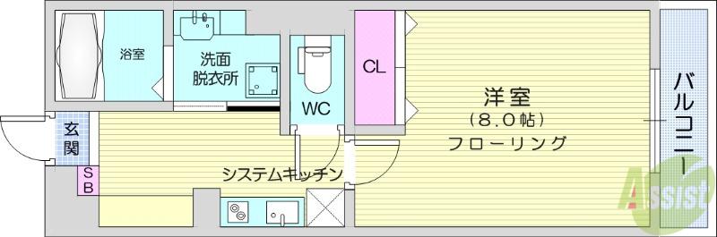D-ROOMハピネス(1K/1階)の間取り写真