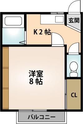 レ・シャンブル(1K/2階)の間取り写真
