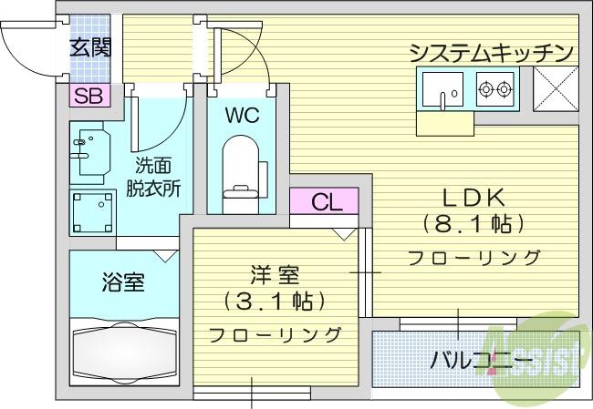 LIRIO 1(1LDK/1階)の間取り写真