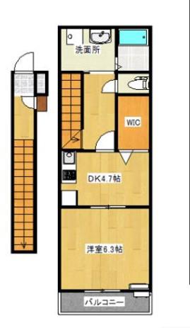 クレドール加古川(1DK/2階)の間取り写真