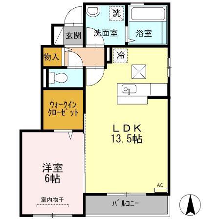 ルラシオン A棟(1LDK/1階)の間取り写真