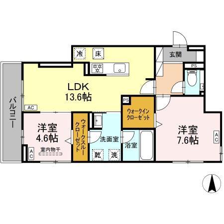 セレスティア草薙町(2LDK/1階)の間取り写真