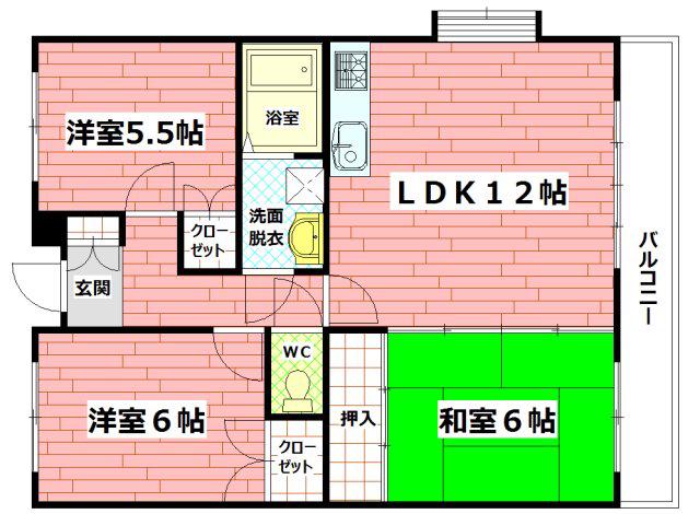 第2土井ビル(3LDK/3階)の間取り写真