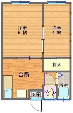 コーポ下陰(2K/2階)の間取り写真