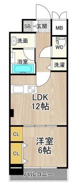 ジューム南船場(1LDK/13階)の間取り写真