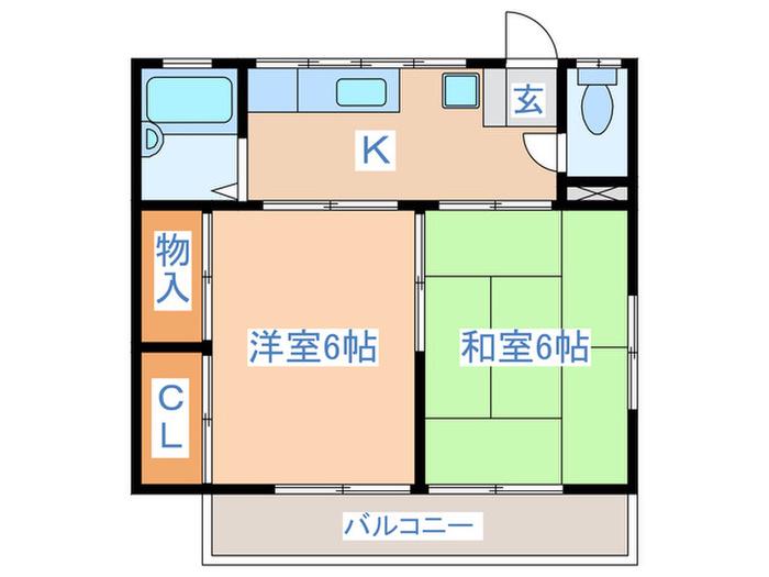 コーポ中田(2K/2階)の間取り写真