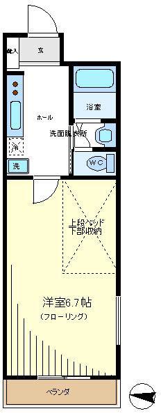 サンセレーノ(1K/2階)の間取り写真