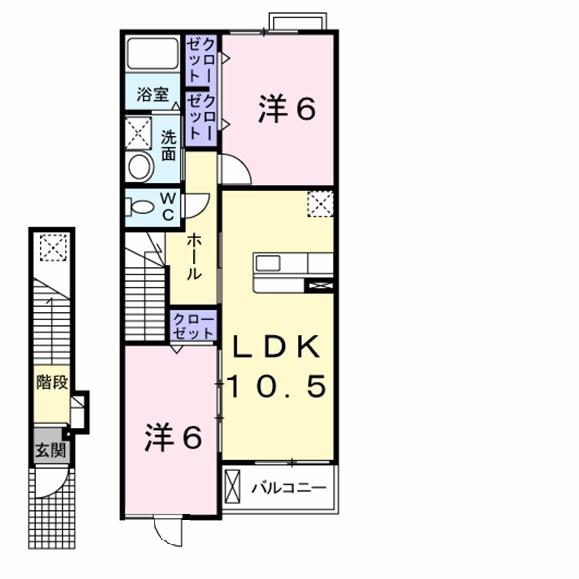 サンリット アヴェニュ-(2LDK/2階)の間取り写真