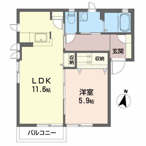 シャーメゾン・ヤマト(1LDK/1階)の間取り写真