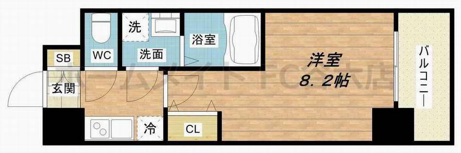S-RESIDENCE阿波座ウエスト(1K/12階)の間取り写真