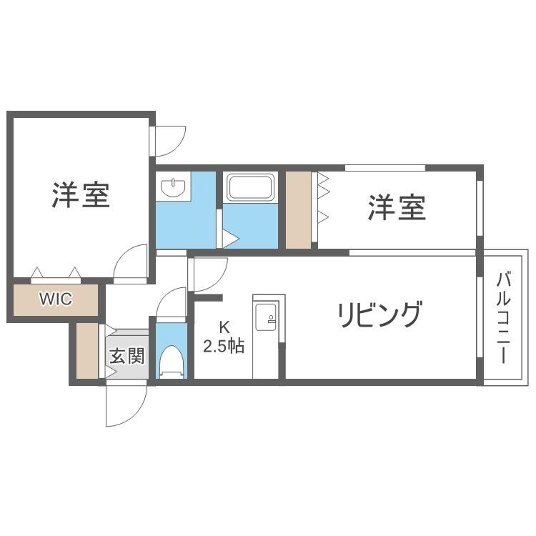 ウエリスアーバン南8条(2LDK/2階)の間取り写真