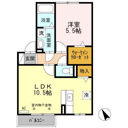 エスペランサ SII(1LDK/2階)の間取り写真