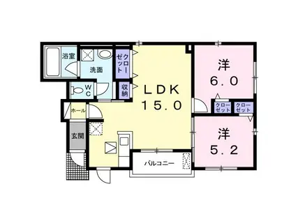 パラグアス A(2LDK/1階)の間取り写真