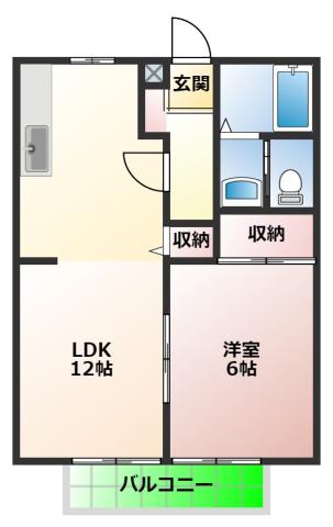 サンパレス八幡(1LDK/2階)の間取り写真