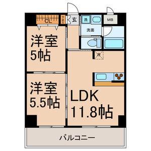カーサビアンカ黒川(2LDK/5階)の間取り写真