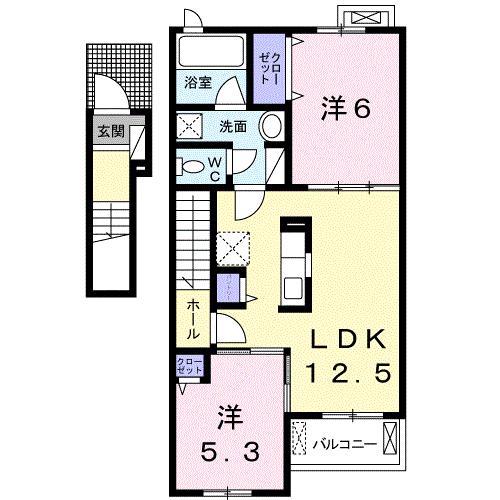 メロコトン(2LDK/2階)の間取り写真