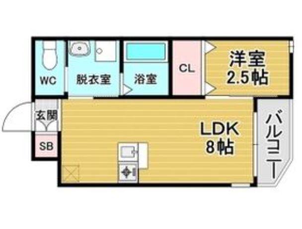 リアコート関大前II(1LDK/2階)の間取り写真