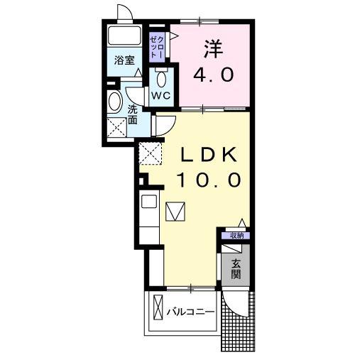 ミヌエット I(1LDK/1階)の間取り写真