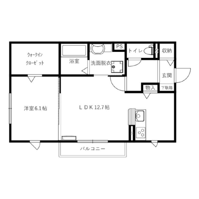 フユシス類家B(1LDK/2階)の間取り写真