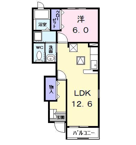 プリムローズガーデン(1LDK/1階)の間取り写真