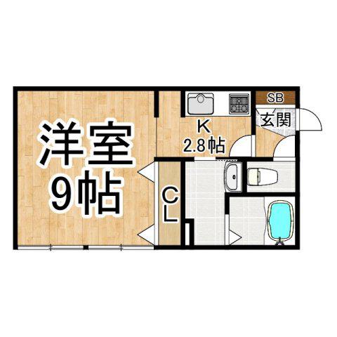 南大通AP(1K/2階)の間取り写真