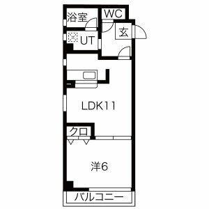 ウイスタリア荒子(1LDK/3階)の間取り写真