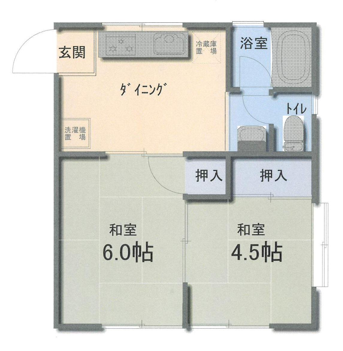 ハイム港南(2DK/1階)の間取り写真