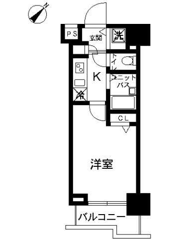 スカイコート池袋第7(1K/6階)の間取り写真