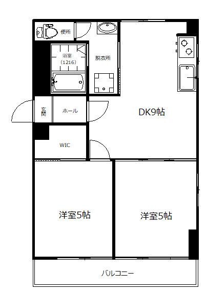 第一和光ビル(2DK/8階)の間取り写真