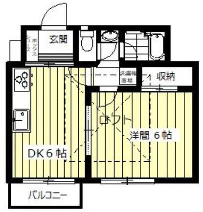 内田ビル(1DK/3階)の間取り写真
