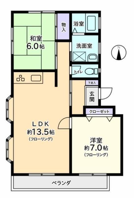 マルテーメゾンミズノ1(2LDK/2階)の間取り写真