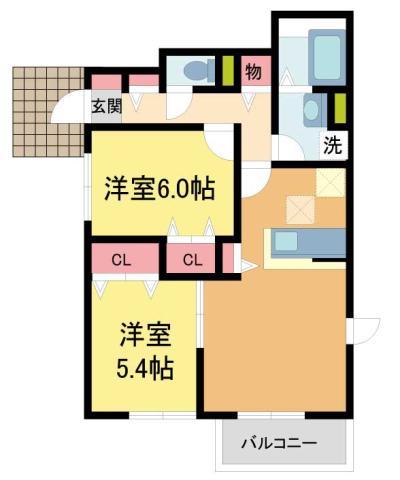 MAISON DE HIRO 1(2LDK/1階)の間取り写真