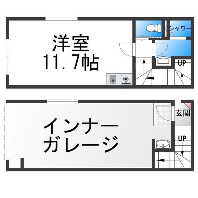 菱木GH(ワンルーム/1階)の間取り写真