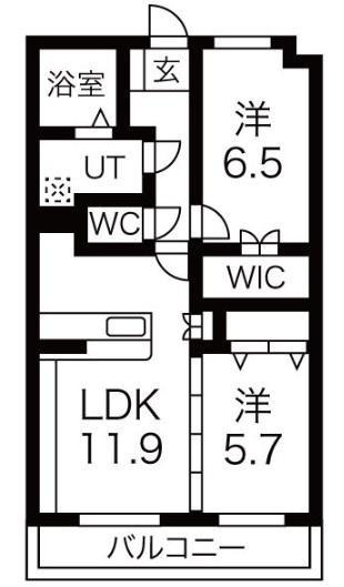 シェルコート(2LDK/3階)の間取り写真