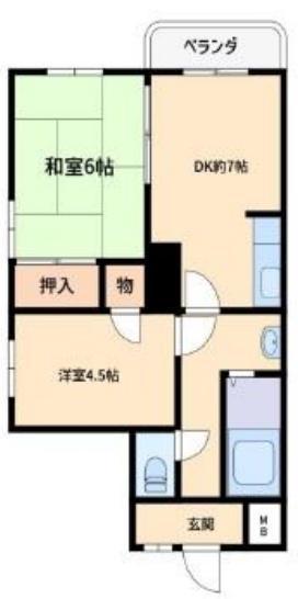 井本マンション(2DK/2階)の間取り写真