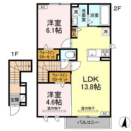 プレジール(2LDK/2階)の間取り写真