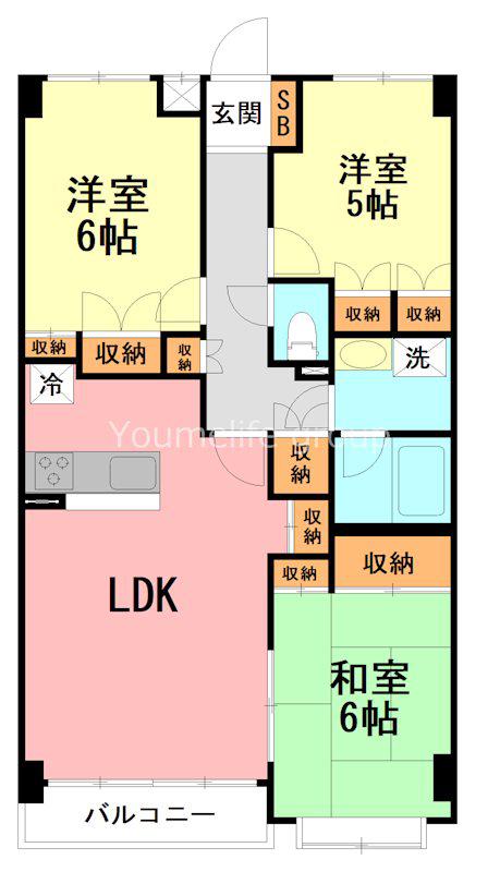 厚木・コアラマンション(3LDK/3階)の間取り写真