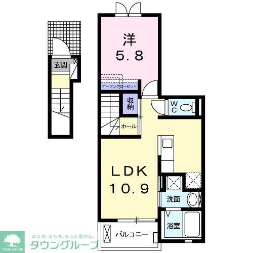 エスポワールI(1LDK/2階)の間取り写真