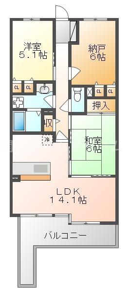 エバーランドシティ新・泉北七番館(2SLDK/10階)の間取り写真