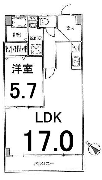 パレス上前津(1LDK/11階)の間取り写真