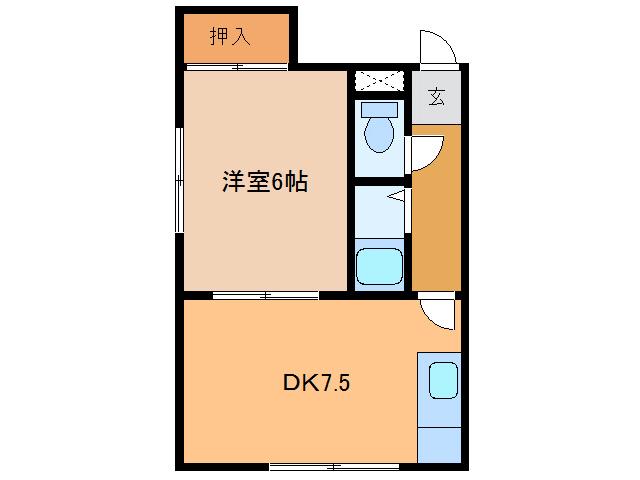 レジデンス(1DK/4階)の間取り写真