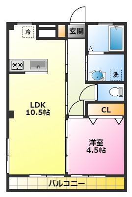 CLALIE(1LDK/1階)の間取り写真