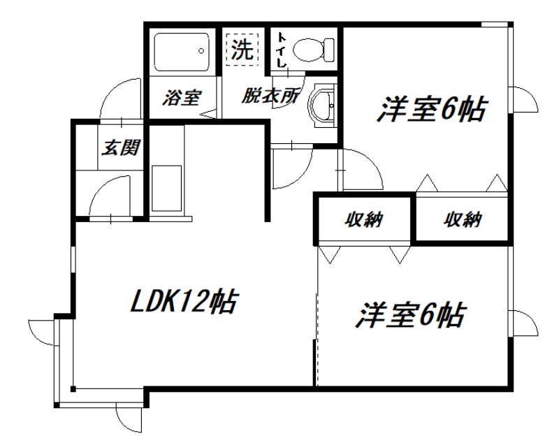 サウス5-22(2LDK/2階)の間取り写真
