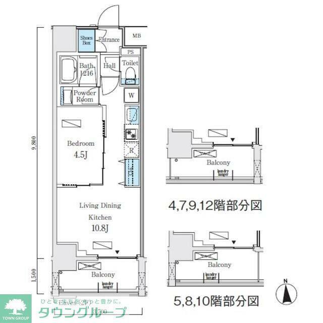 プライマル上野・稲荷町(1LDK/4階)の間取り写真
