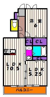CASA OKURA(2LDK/2階)の間取り写真