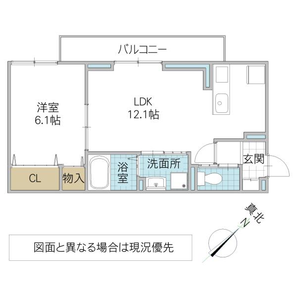 トリシア花水木Y(1LDK/3階)の間取り写真
