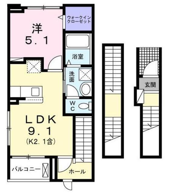 プラシードCOCOIII(1LDK/3階)の間取り写真